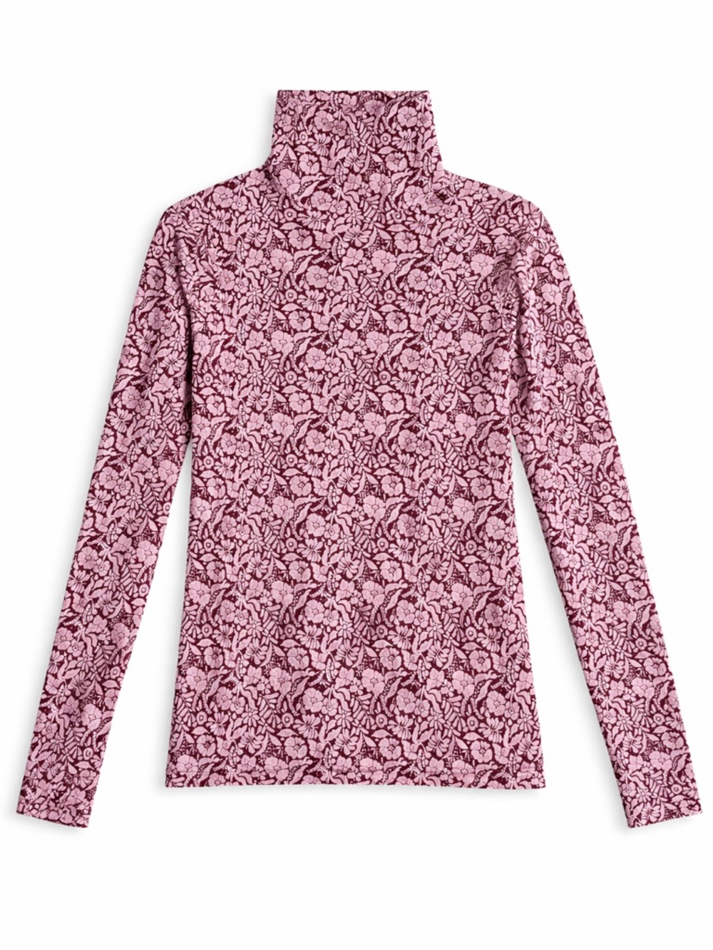 J. Crew Pink Floral Mock Neck Long Sleeve Top